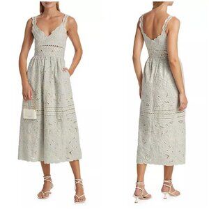 💕SEA NEW YORK💕 Blaire Eyelet Sleeveless Midi Dress ~ Blue 12 NWT